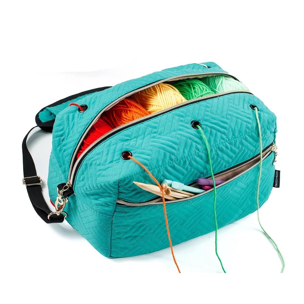 CTRLZS Crochet Bag Organizer Knitting Bag Yarn Storage Organizer - Yarn Bag for Crocheting - Yarn Holder for Crochet Blue