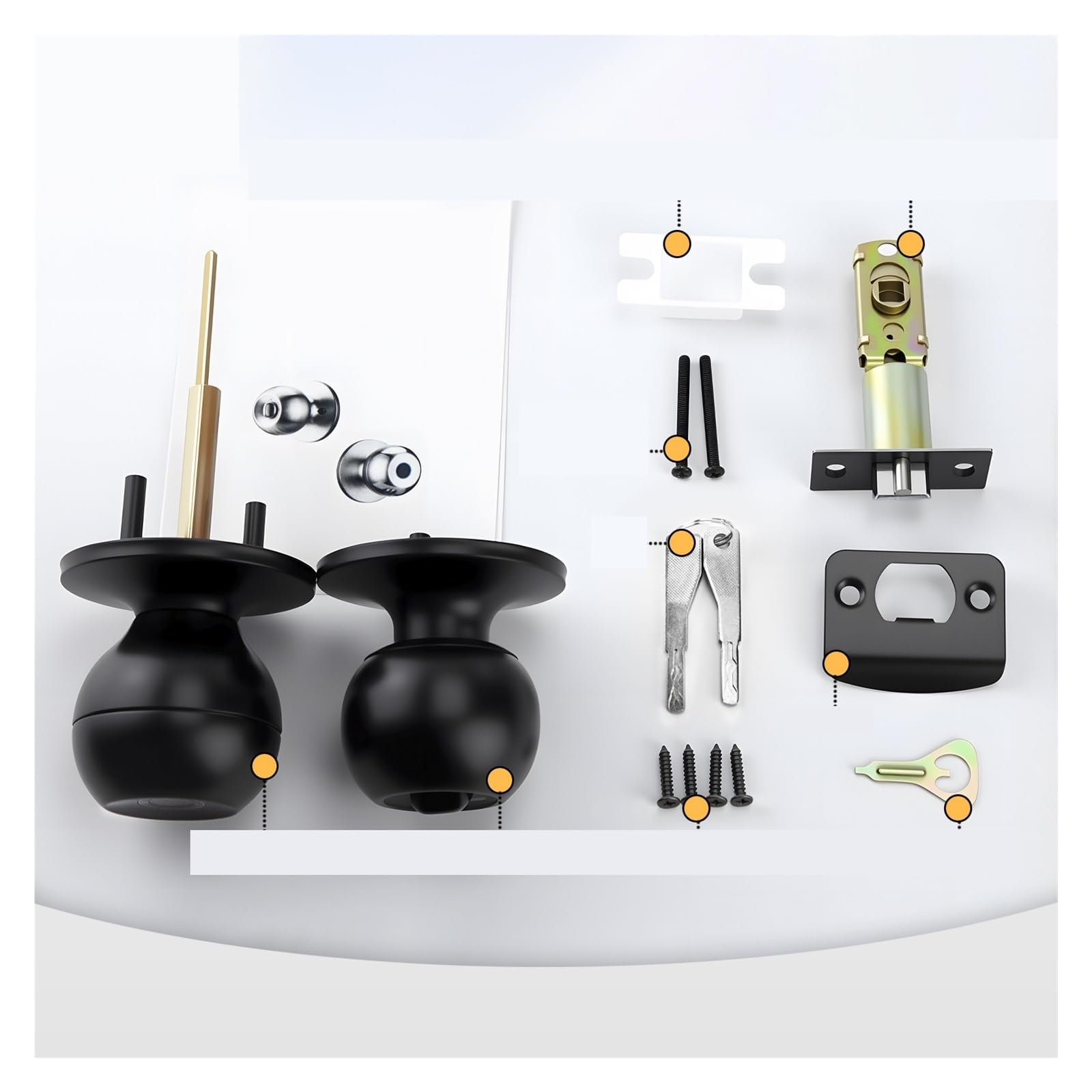 Serrure de porte intelligente ‎Sans fil WiFi Biométrique Bouton d'empreinte digitale Contrôle par application Boule Installation facile(Silver)