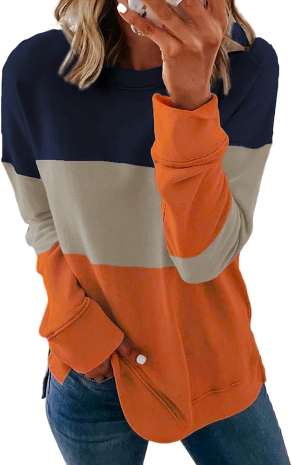 SWEET POISON Womens Casual Tie Dye Loose Pullover Sweatshirt Long Sleeve Crewneck Tops