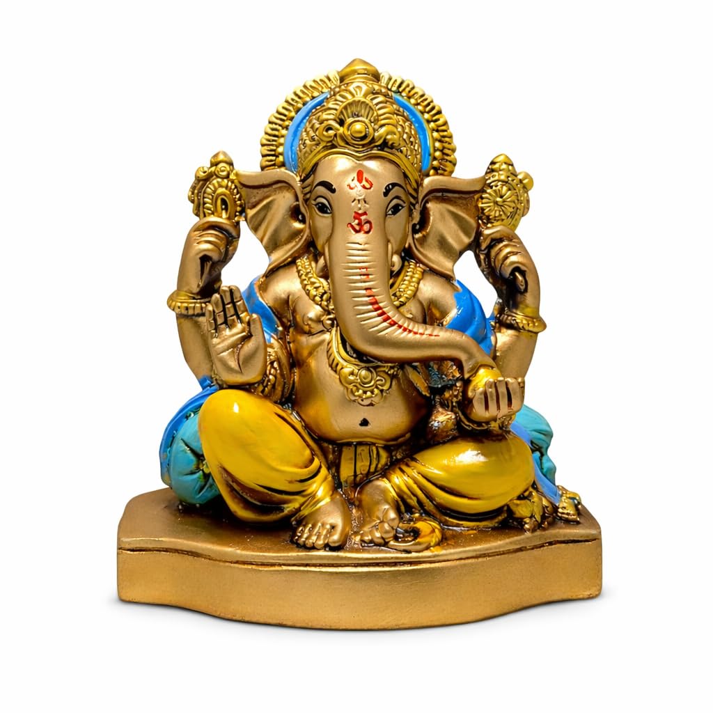 Lord Ganesha Idol for Home & Temple | Premium Golden & Multicolor Ganesh Ji Murti | Decorative Spiritual Statue for Pooja Room, Living Room & Office | Auspicious Gift for Festivals & Housewarming