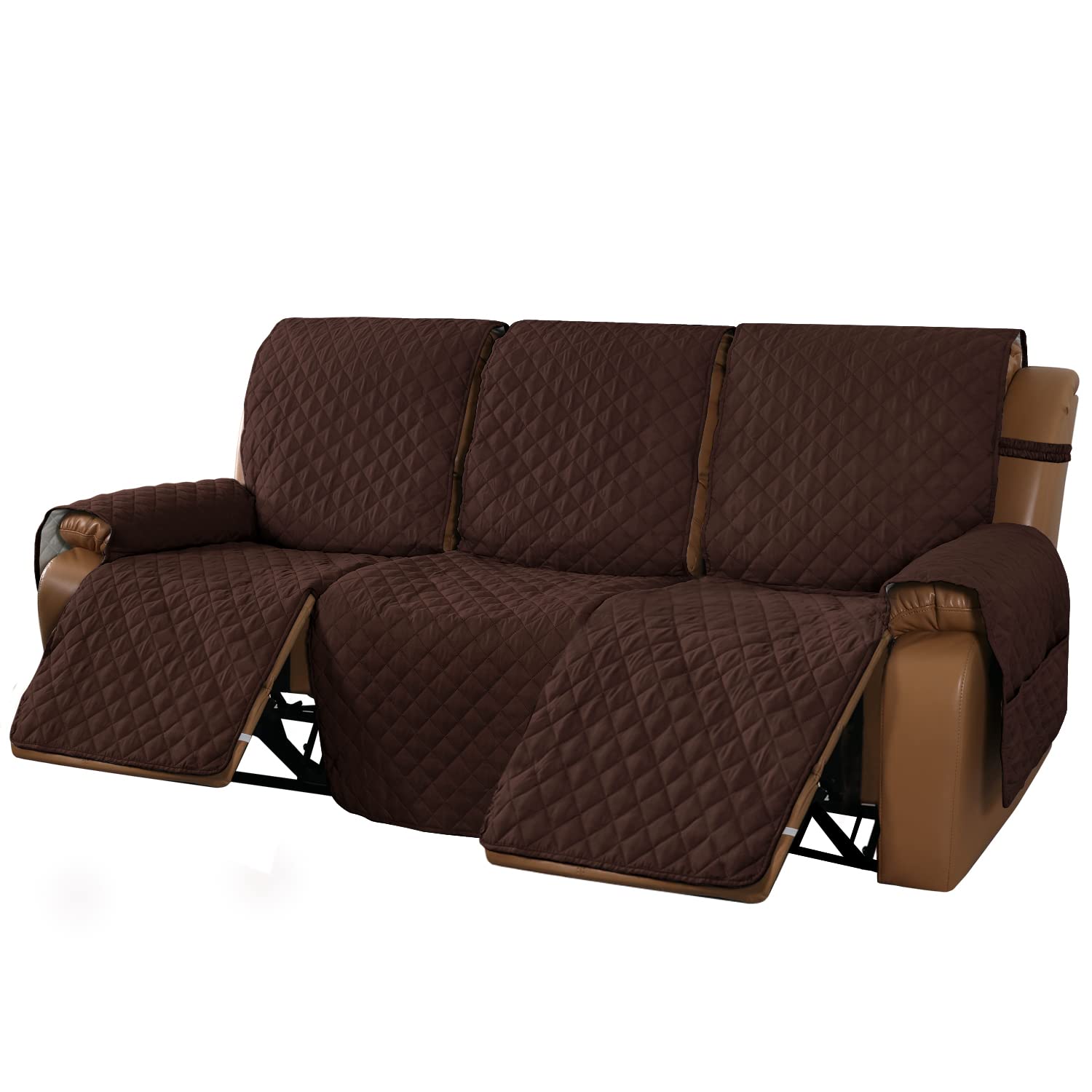 MeilleMaison Funda de sofá reclinable para sofá reclinable de 3 Cojines, Funda Antideslizante con Correas elásticas, Protector de Muebles Lavable para niños, Perros, Mascotas (3 plazas,