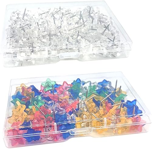 Miniatura 1 de 100 tachuelas de plástico con forma de estrella para pulgar, chinchetas decorativas, lindas chinchetas de corcho, tachuelas para tablón de anuncios,
