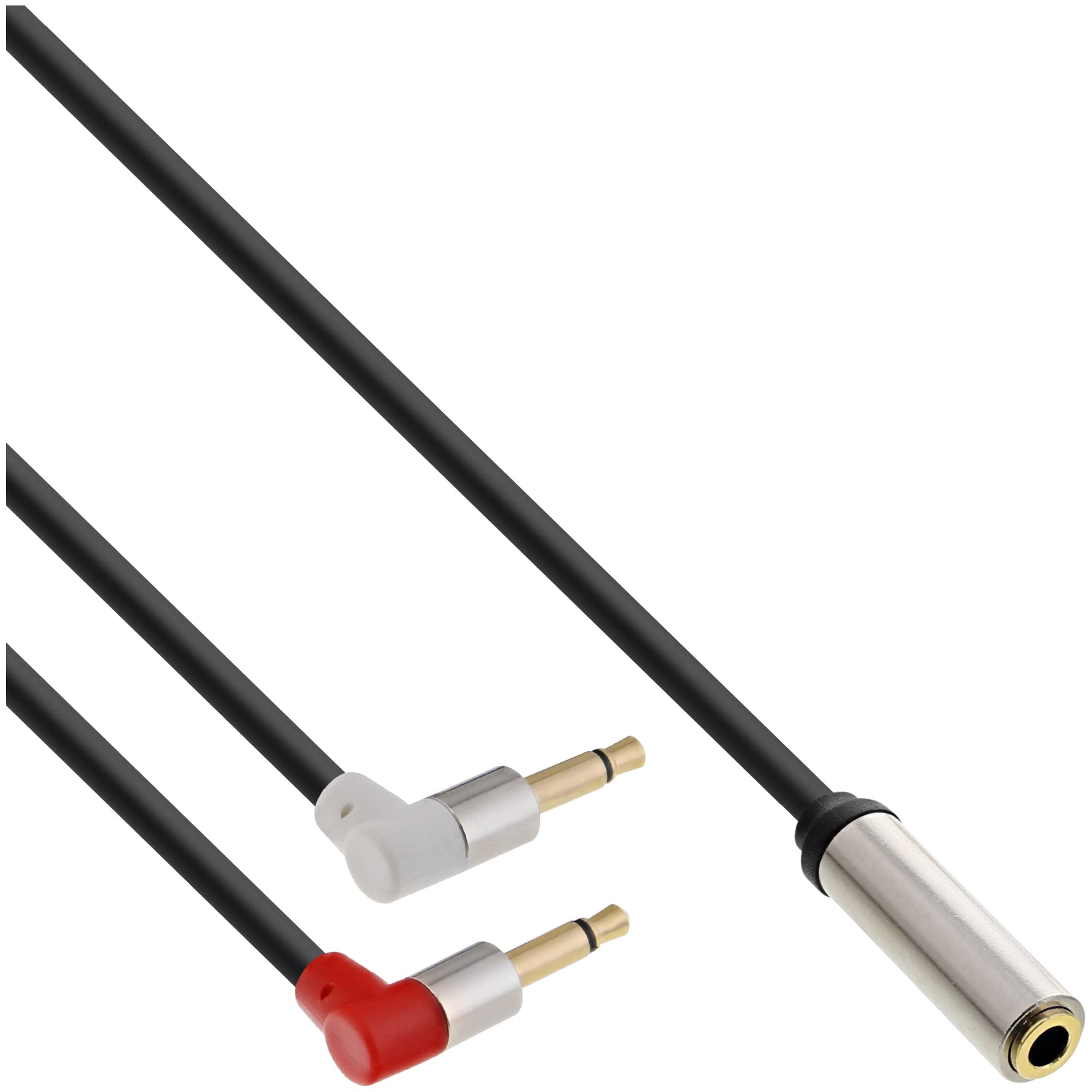 InLine 99251 Slim Audio słuchawki kabel adaptera samolotu, 2 x 3,5 mm jack ST do 3,5 mm jack BU 3-biegunowy, 0,15 m
