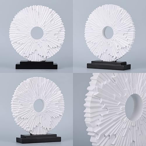 Miniatura 6 de Escultura blanca para decoración del hogar, estatua de línea redonda única, decoración moderna del hogar, estatua de panel decorativo para sala de