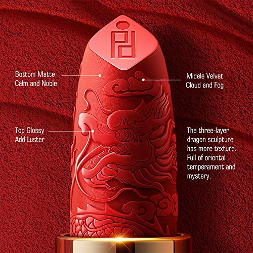 Zeesea [Palace Identity Lipstick For Women Chinese Dragon Appearance Matte Finish Lip Makeup Long Lasting High Impact Lipcolor Hydrating Lipstick (M08# Queen) #TOP1