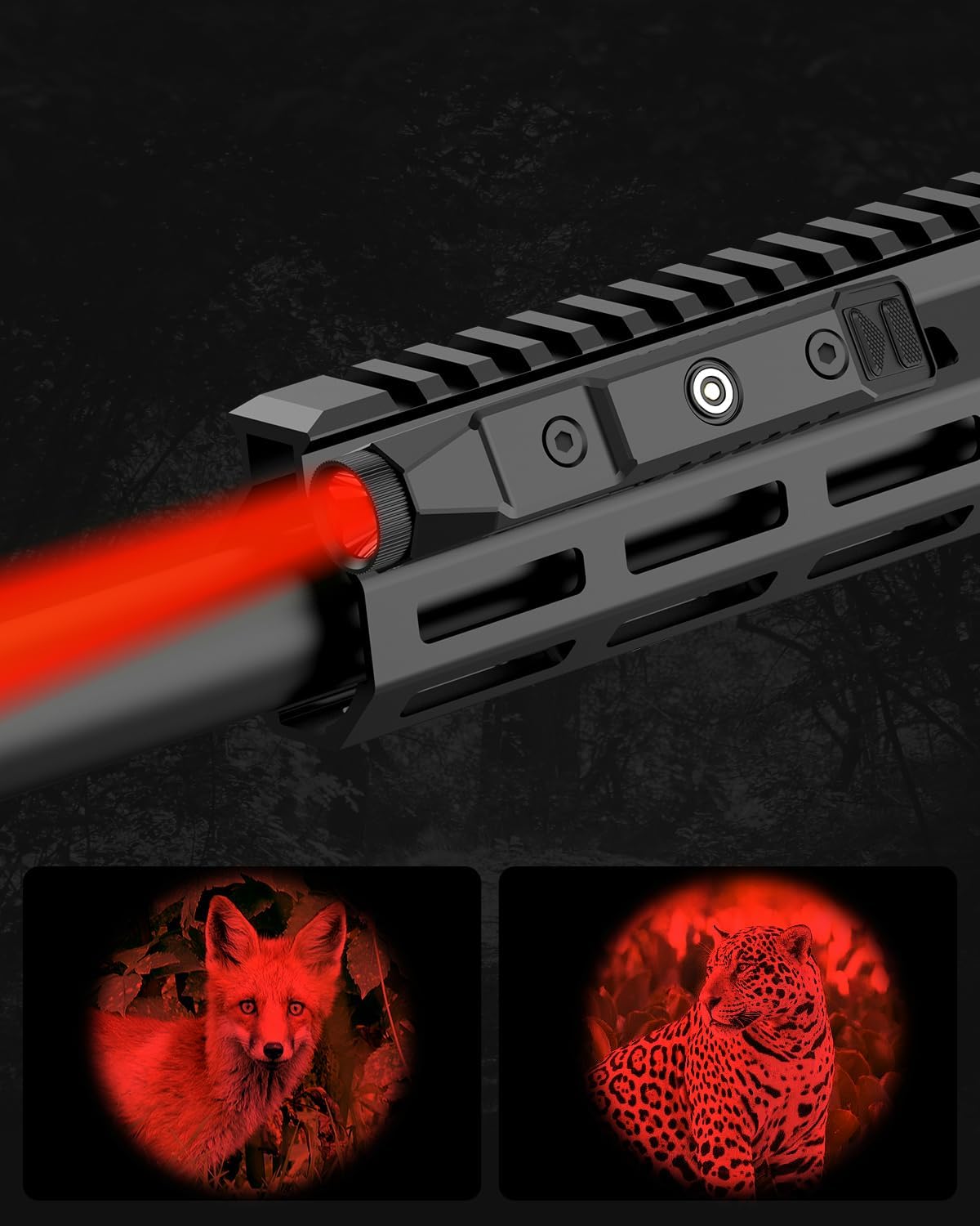 TOUGHSOUL Hunting Flashlight Red Light, Low Profile Mlok Picatinny Mounted Portable Flashlight for Coyote Hog Varmint Night Hunt