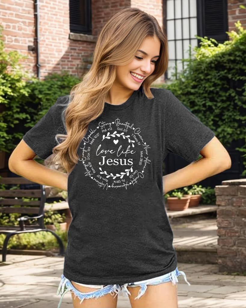 Christian Shirts for Women Religious Sayings Tshirt Jesus Tee Shirt Gift Inspirational Graphic Tee Short Sleeve Top - Image 4