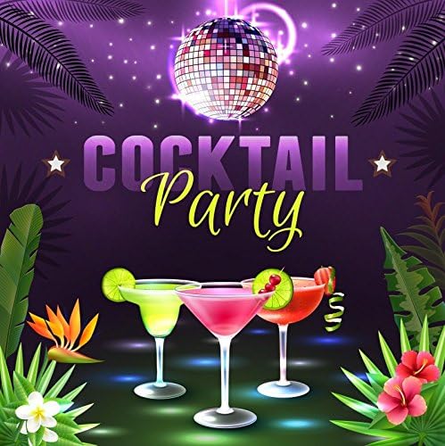 Leyiyi Telón de fondo de fotografía de 8 x 8 pies, fondo de fiesta de cóctel, fiesta de verano, salón de baile, aureo, luz tropical, hojas