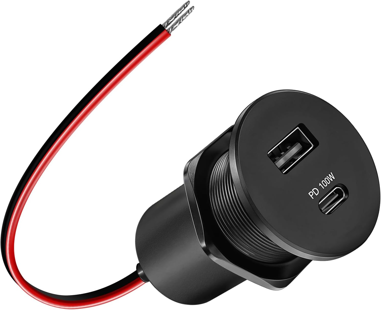12V Aluminum USB Outlet 100W PD3.1 Type-C & 18W QC3.0 USB-C Laptop Charger Socket Dual Port Fast Charging Recessed Mount Car Charger Replacement for RV Camper Trailer Truck Boat Car (1 Pcs)