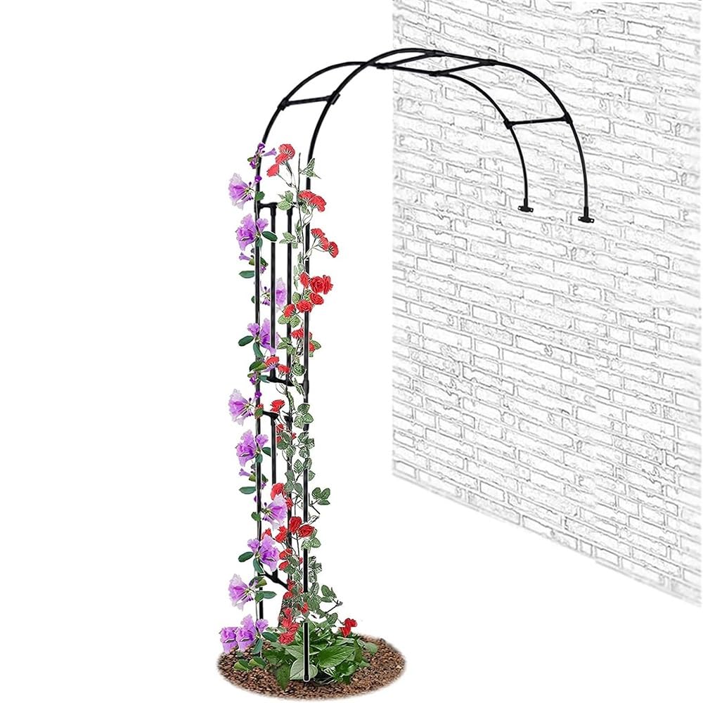 Traliccio da giardino 60-220 cm, supporto per piante in metallo resistente alle intemperie, in acciaio rivestito nero, ideale per piante rampicanti, supporto per piante all'aperto, decorazione da