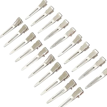 BANSHAN Hairdressing Double Prong Curl Clips,1.8inch Curl Setting Section Hair Clips Metal Alligator Clips Hairpins for Hair Bow Great Pin Curl Clip Styling Clips for Hair Salon Barber 20 Pcs