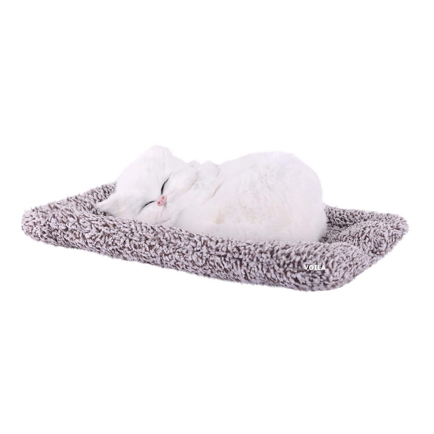 Voila Polyvinyl Chloride Sleeping Cat on Carpet Animal Toy for Kids Car Dashboard Office Desk