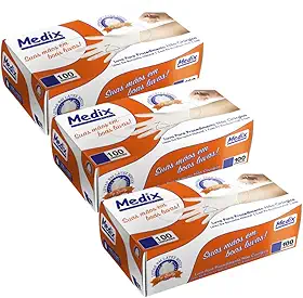 Medix Kit 3 Caixas Luva para Procedimento Não Cirúrgico Descartável Látex M com Pó 300 Unidades