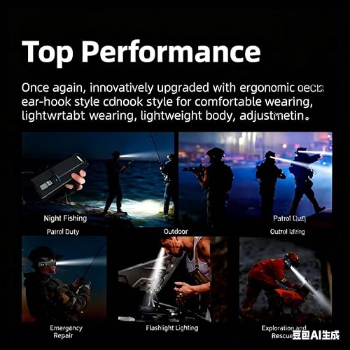 Miniatura 5 de Faro LED con detección de ondas, diadema desmontable negra, linterna de control de movimiento para exteriores con montaje ajustable, lámpara de