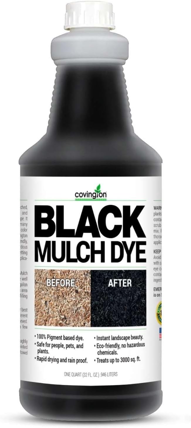 Covington Black Mulch Dye Concentrate 32 oz – Rich, Long-Lasting Pigmented Mulch Paint for Landscaping – Mix with Water & Spray – Covers 3,000+ Sq Ft – Made in USA