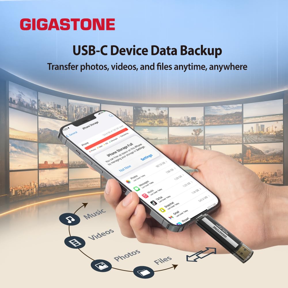 Gigastone SSD Esterno USB-C 1 TB PS5 iPhone 15 USB 3.2 Gen2 1050 MB/s Tipo-A + Tipo-C Unit? SSD Portatile per MacBook iPad Playstation Xbox SSD da Gioco Disco Rigido di Backup