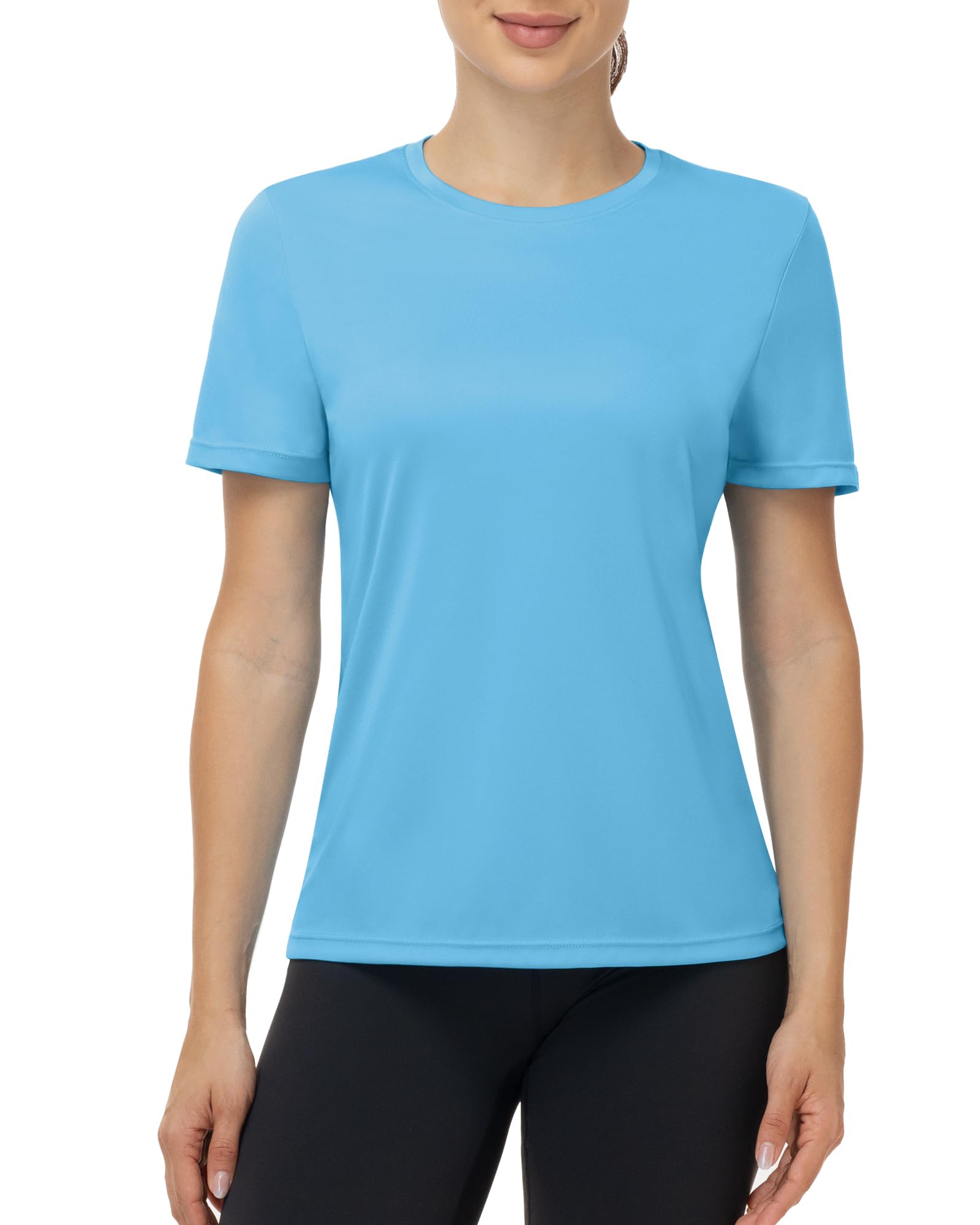ELIRAVO UV Shirt Damen Kurzarm, UPF 50+ Sonnenschutz Funktionsshirt Atmungsaktiv Schnelltrocknend Schwimmshirt Sportshirt Leicht Weich Rashguard für Gym Fitness Yoga Laufen Outdoor
