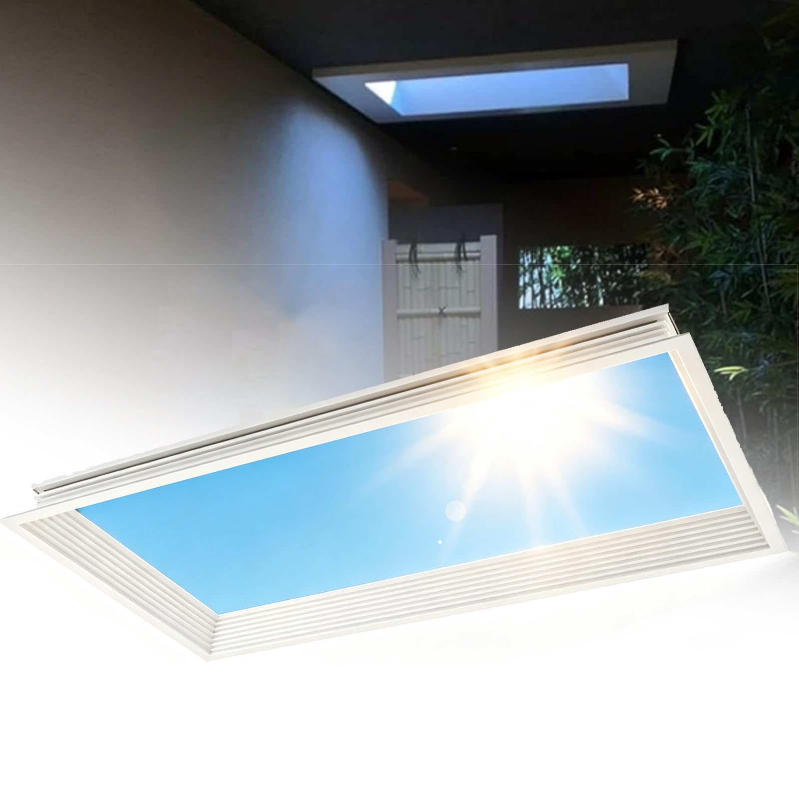 Naturalne światło dzienne „Blue Sky”, inteligentny, panel sufitowy LED imitujący świetlik, do oświetlenia salonu, biura, kuchni i korytarza Embedded-62cm*62cm