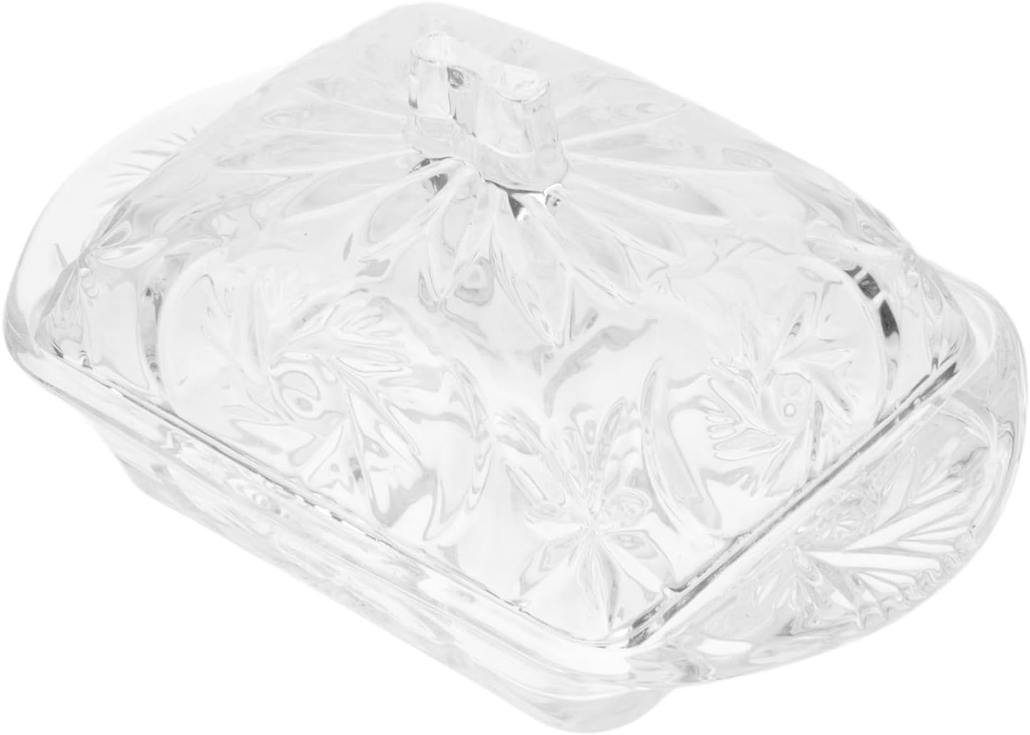 Mikinona Glass Butter Holder Butter Box Dome Lid Cheese Storage Container for Dessert