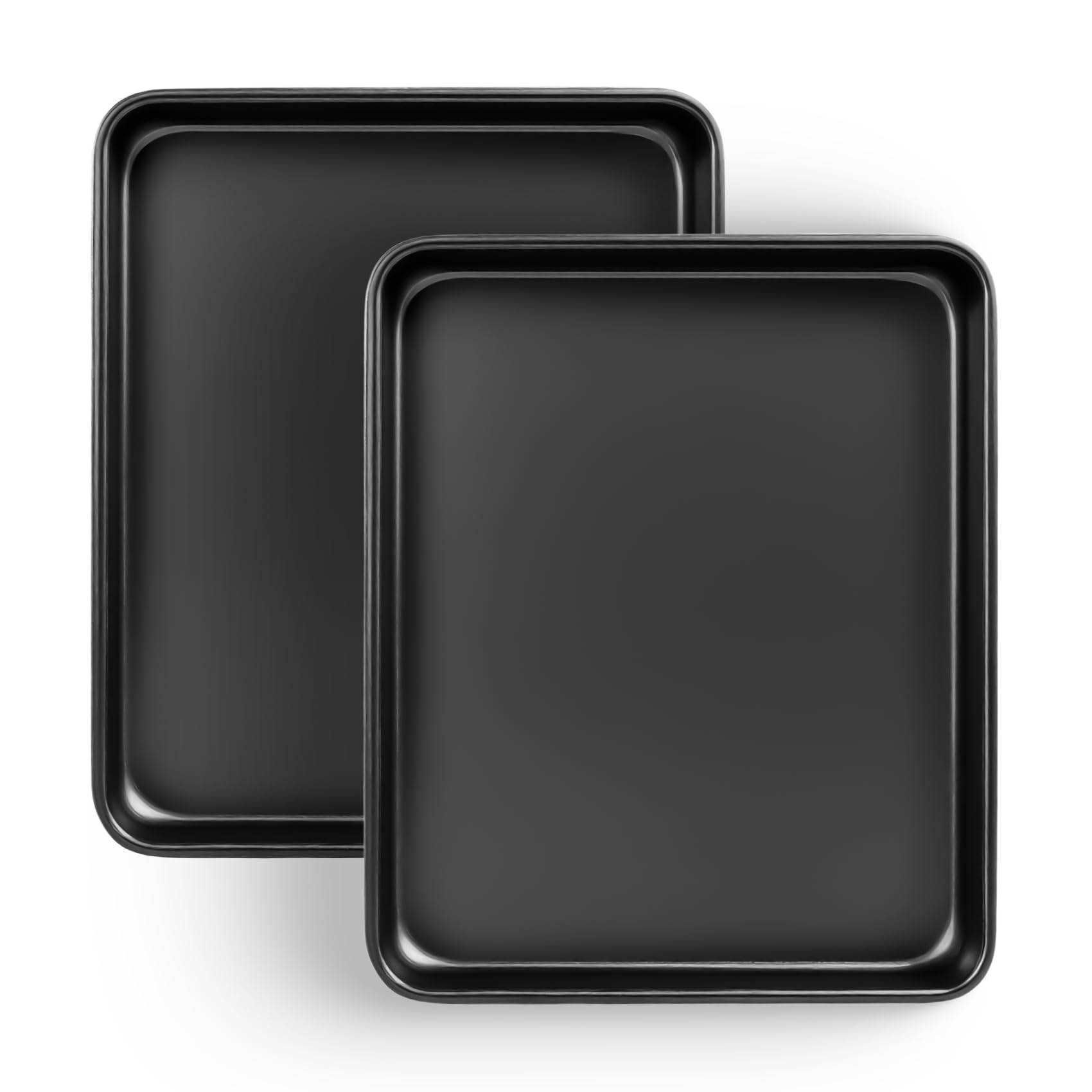 Toaster Oven Pans Set of 2, Shinsin 11-Inch Nonstick Baking Sheet Pans and Trays, 1/8 Thicker Replacement Small Baking Tray Accessories for Cookie, Non Toxic and Easy Clean and Diswasher Safe,Black