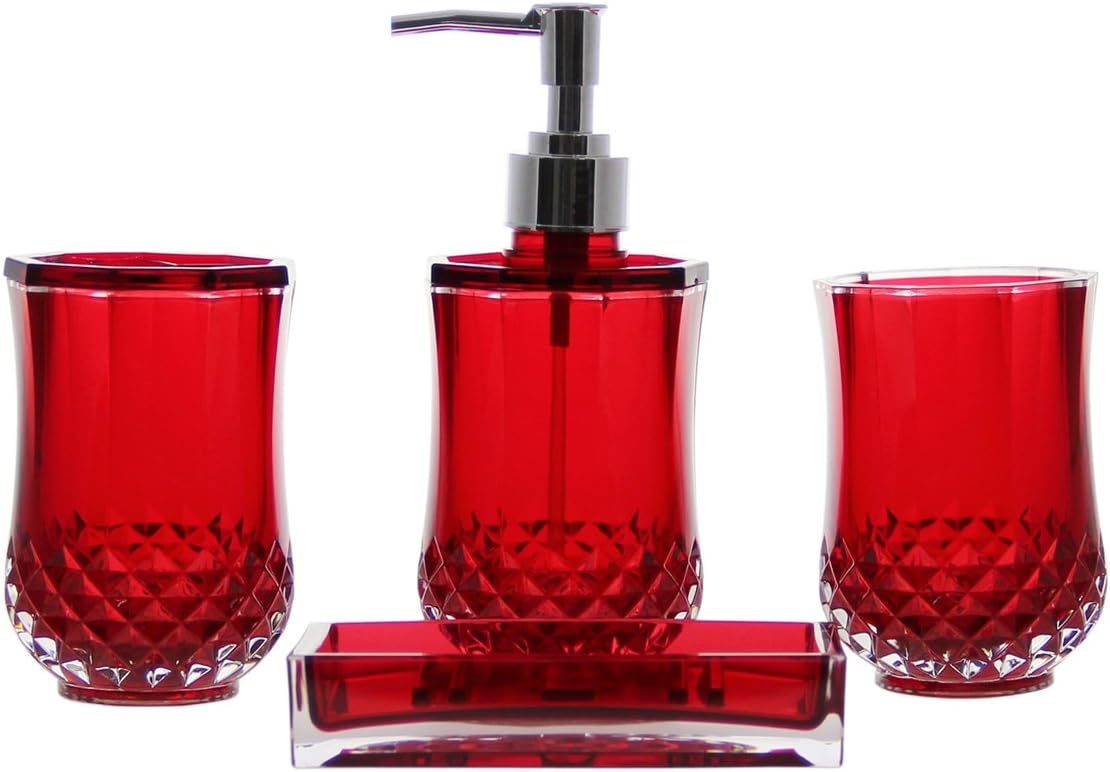 JustNile 4 Piece Elegant, Luxurious, Translucent Red