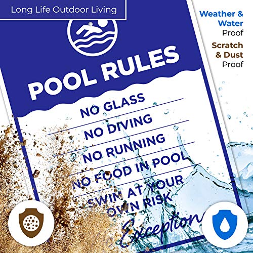 Señal piscina Pool Rules en aluminio 18x24 pulg miniatura 5