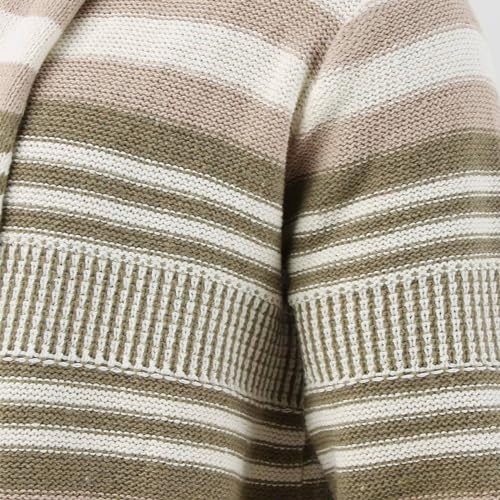 Cambkatl Men's Shawl Collar Long Cardigan Sweaters Colorful Striped Open Front Knitted Fashion Sweater Capes with Pockets2