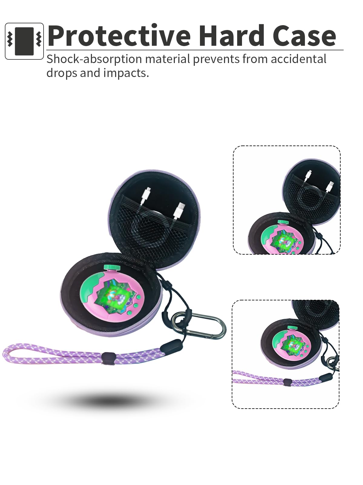 toergy Compatible with Tamagotchi Paradise,Durable EVA Carrying Case,Shockproof & Lightweight Protective Cover,Fit fo USB Cable and More,Purple - Image 2