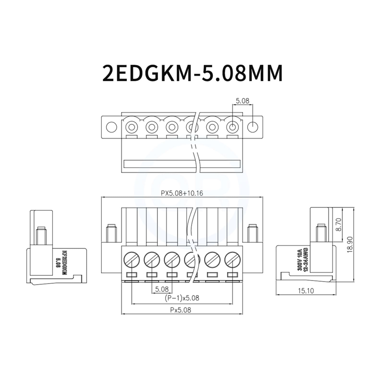 20 Sets 5,08 mm Steckklemmenblock rechtwinklig/gerade Stift mit Ohrenschrauben Flanschbefestigung KF 2EDGKM+2EDGVM/RM 15EDGKM(Right Angle,20 SETS_15P)