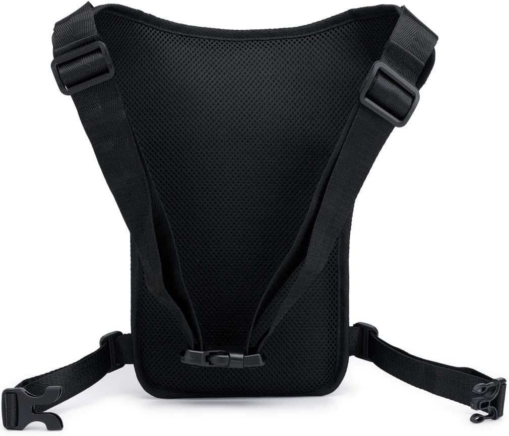 Outdoor Thigh Drop Leg Bag for Men Women Waist Fanny Pack Motorcycle Ride Crossbody Shoulder Riding Travel Hiking Tactical 01-Black