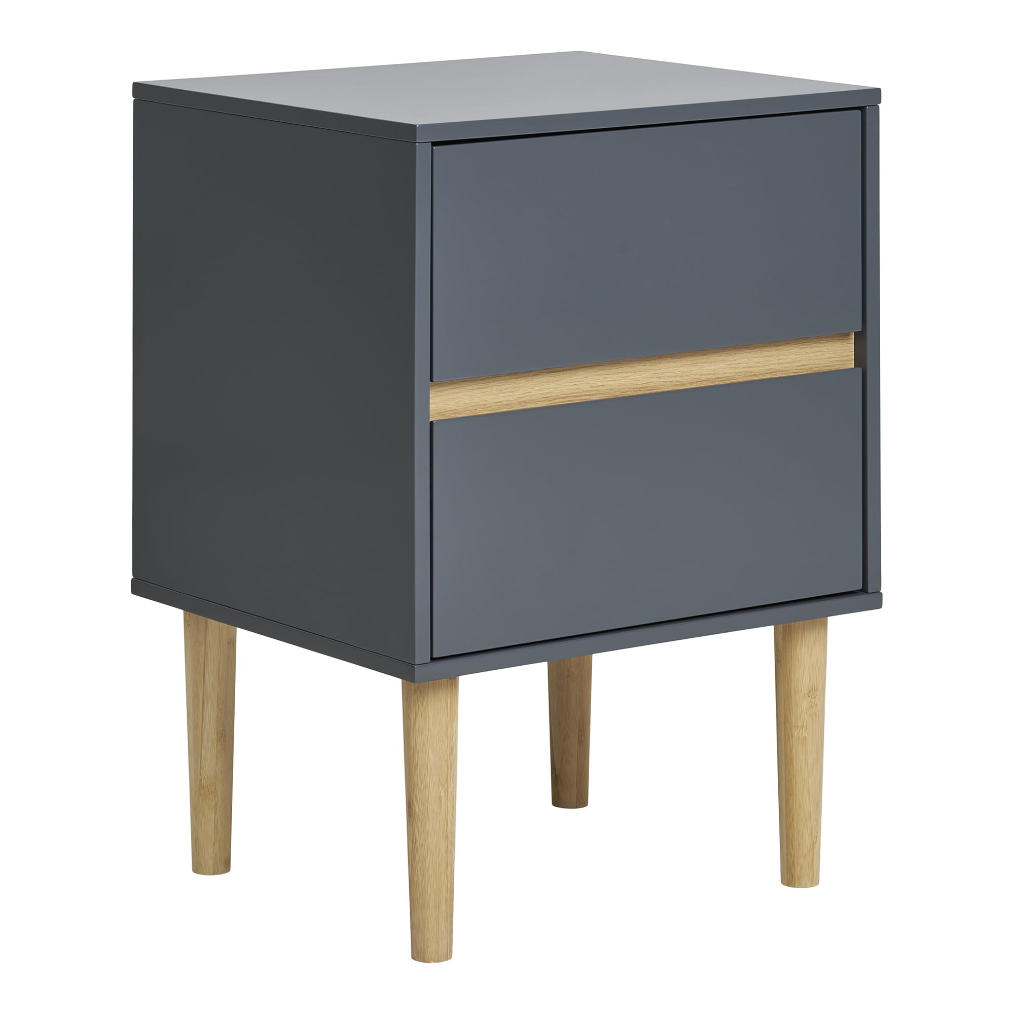 Mesa auxiliar de madera gris oscuro mesita de noche 2 cajones 40x35x55 cm