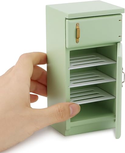 Accesorios para casa de muñecas, nevera, muebles de cocina en miniatura, estilo retro simple, accesorio para refrigerador, decoración de modelo