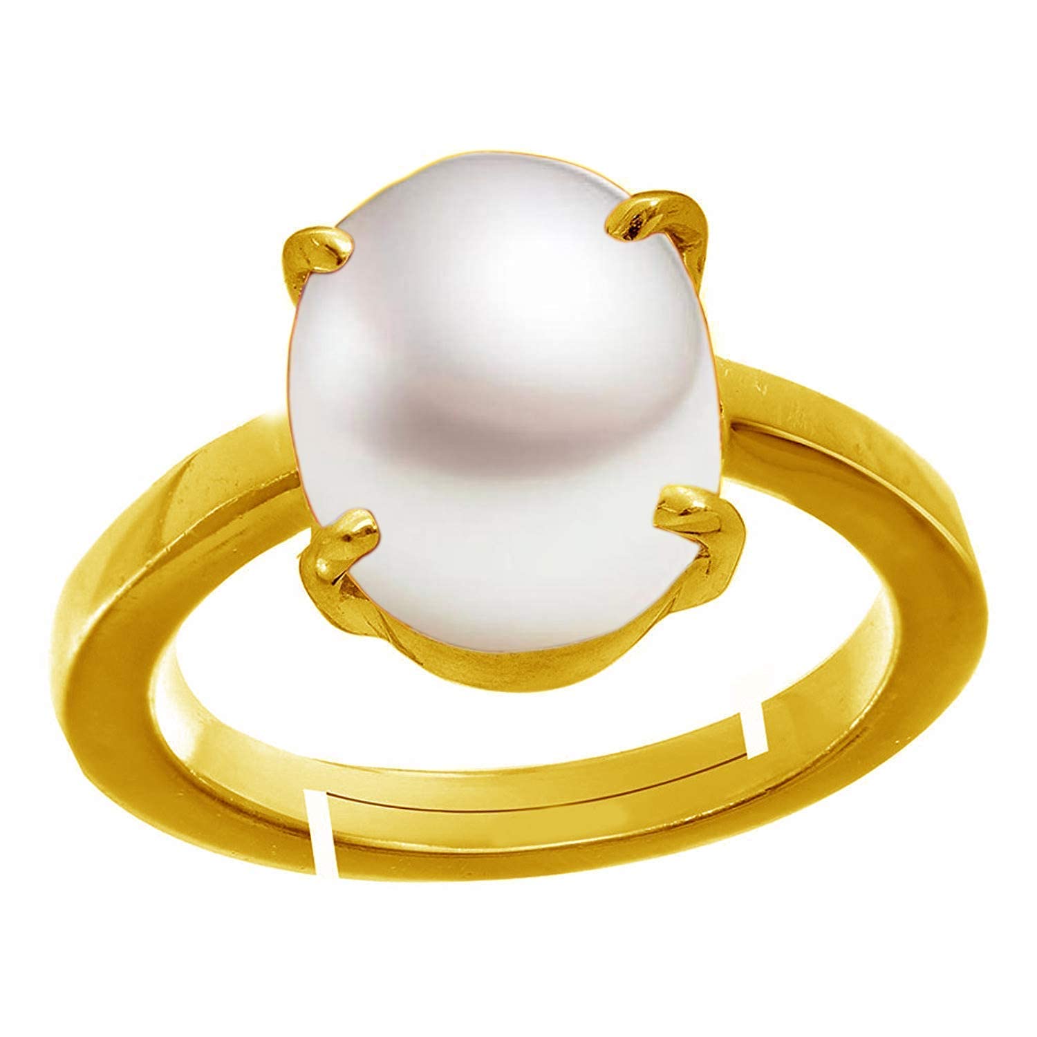 South Sea Pearl 14.25 Ratti 13.00 Carat Natural Pearl Gemstone Original Certified Moti Adjustable Astrological panchhdhaatu/Ashtadhatu Gold Ring for Men and Women