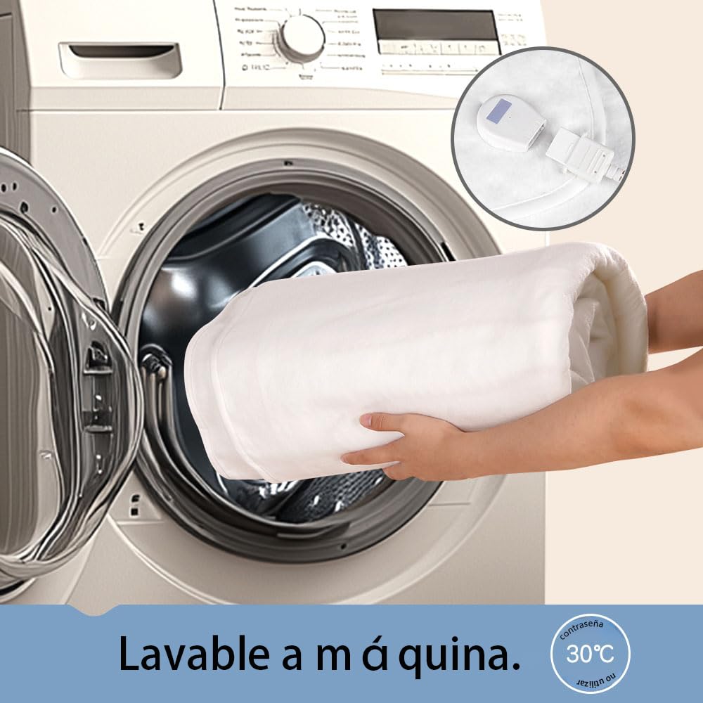 Homemate Manta eléctrica Doble (H/M/L) 3 ajustes de Calor, 2/4/12 Horas temporizadores Manta calentada, protección sobrecalentamiento 160x140cm Desmontable, Lavable a máquina Blanco