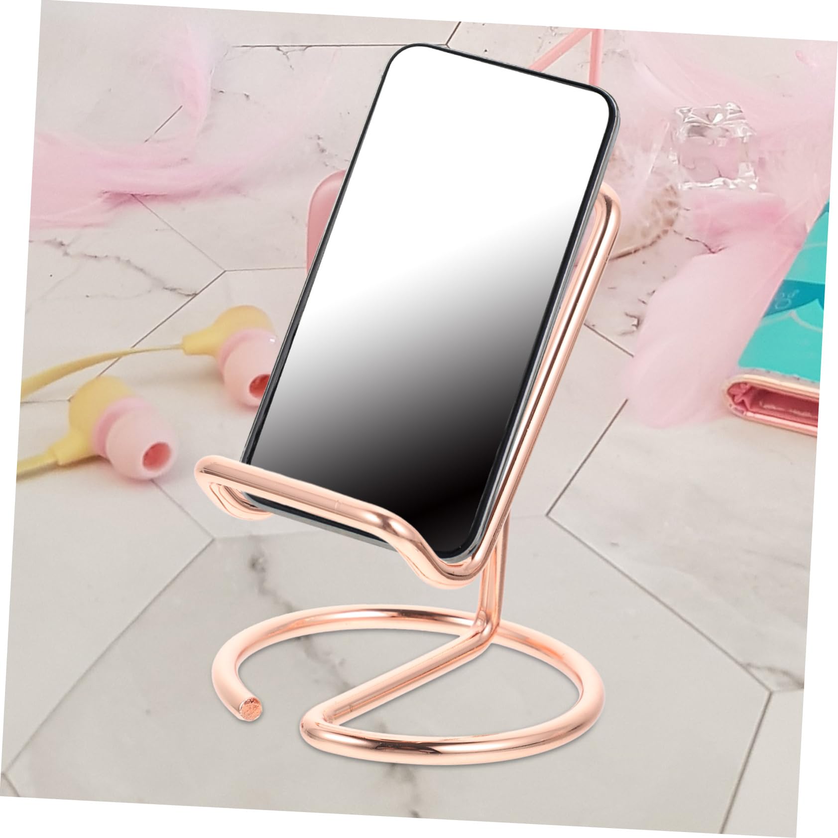 Supporto per Telefono da Scrivania 2 Pezzi in Metallo Rosa, Dock Compatto e Stabile per Smartphone e Tablet, per Uso Domestico e Ufficio