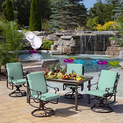 Image of Arden Outdoor Midback Chair Cushion, 18 x 16.5, Aqua Leala