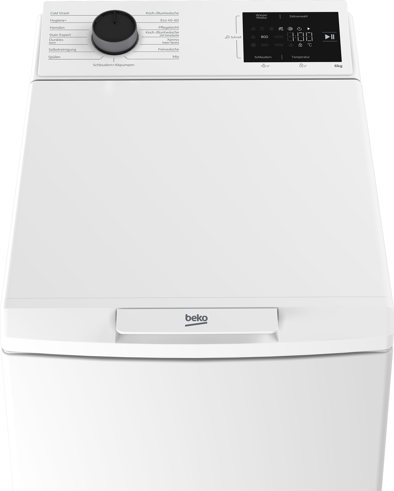 Beko BTL 62B W CW Waschvollautomat Toplader, 6 kg, 1200 U/Min., StainExpert, Hygiene+, ProSmart Inverter Motor, 15 Programme, Aquastop, Weiß