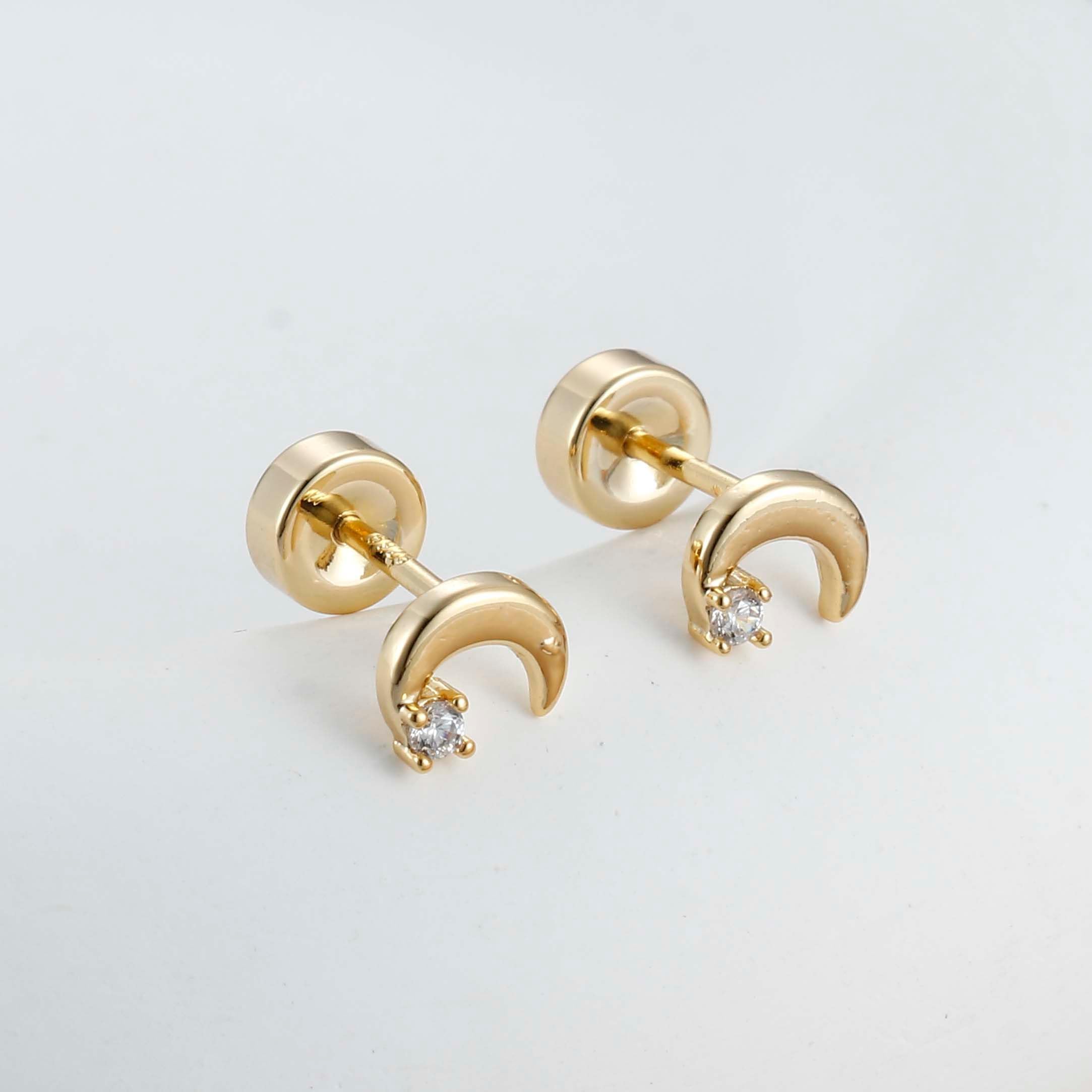 14K Gold Plated 925 Sterling Silver Post Flat Back Stud Earrings for Women | Zirconia Earrings