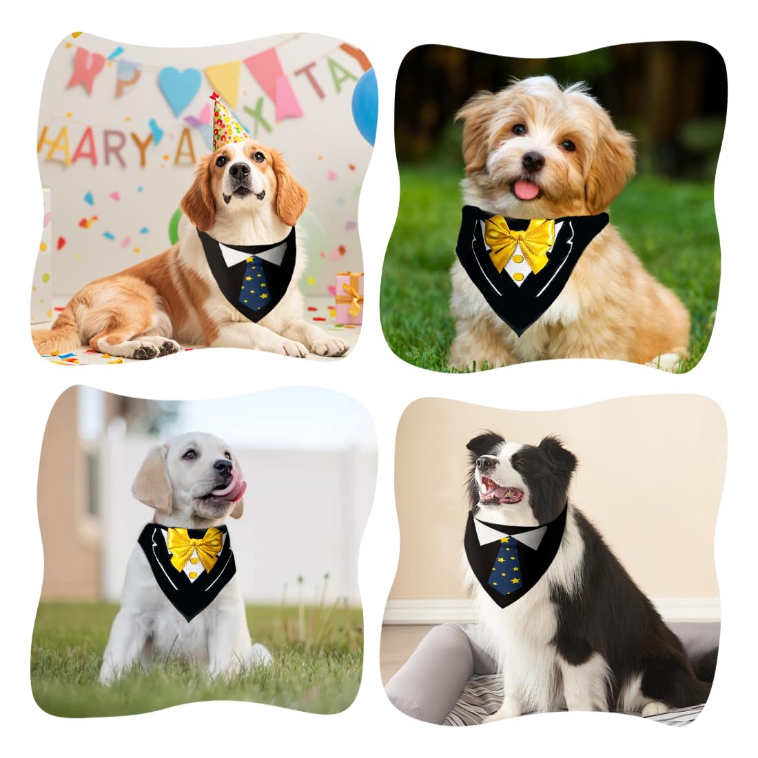 QGK 2 pezzi Collare a Bandana, da Smoking per Cani, Regolabile, Canottiera e Papillon, Formale Matrimonio Partito Papillon per i Cani, Cravatta Regolabile Pet Suit Bow Tie Bandana