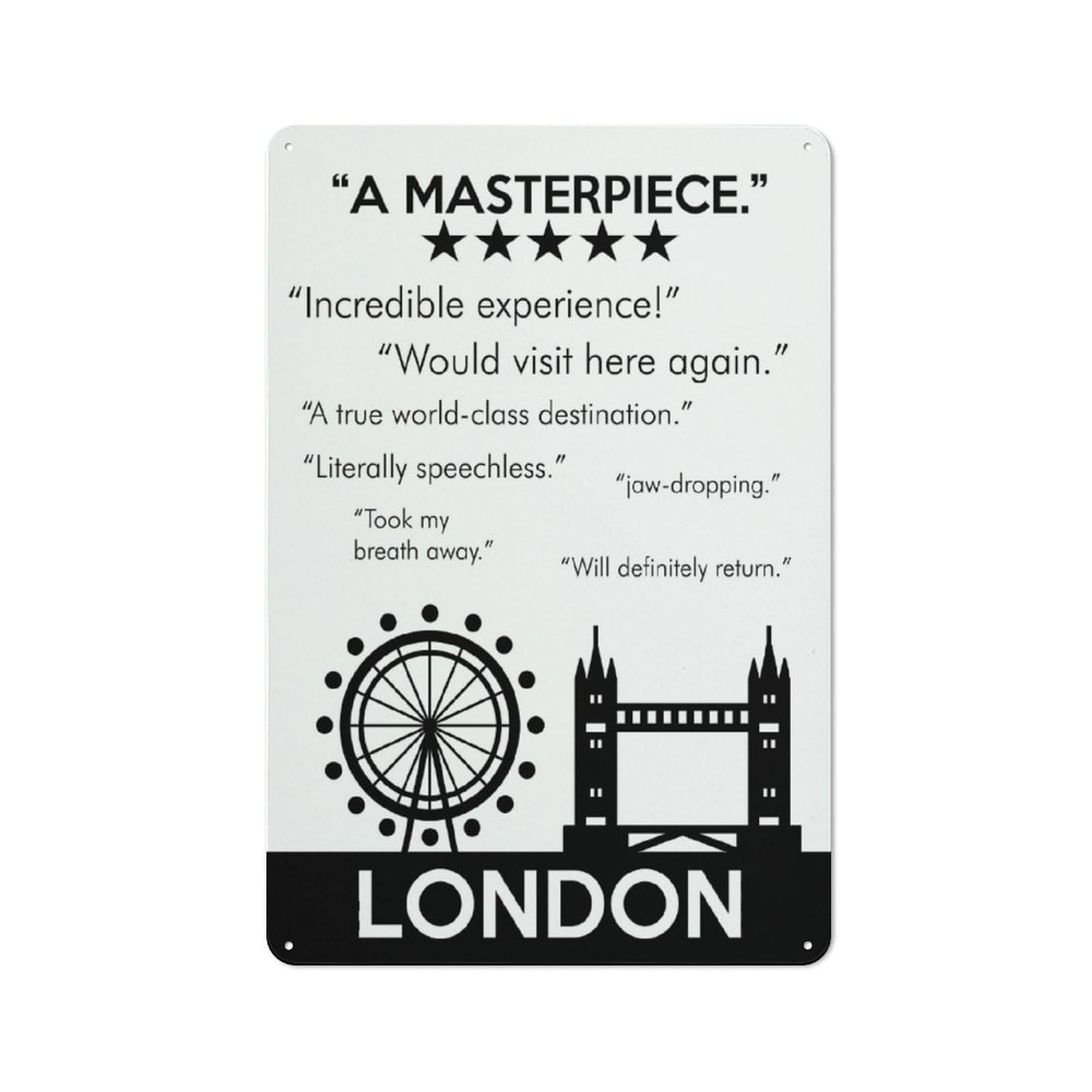 Junmoney London Masterpiece Vintage Tin Sign 30X20cm With For Guest Room Or Hallway, For Collectors Decorating Guest Rooms And Hallways