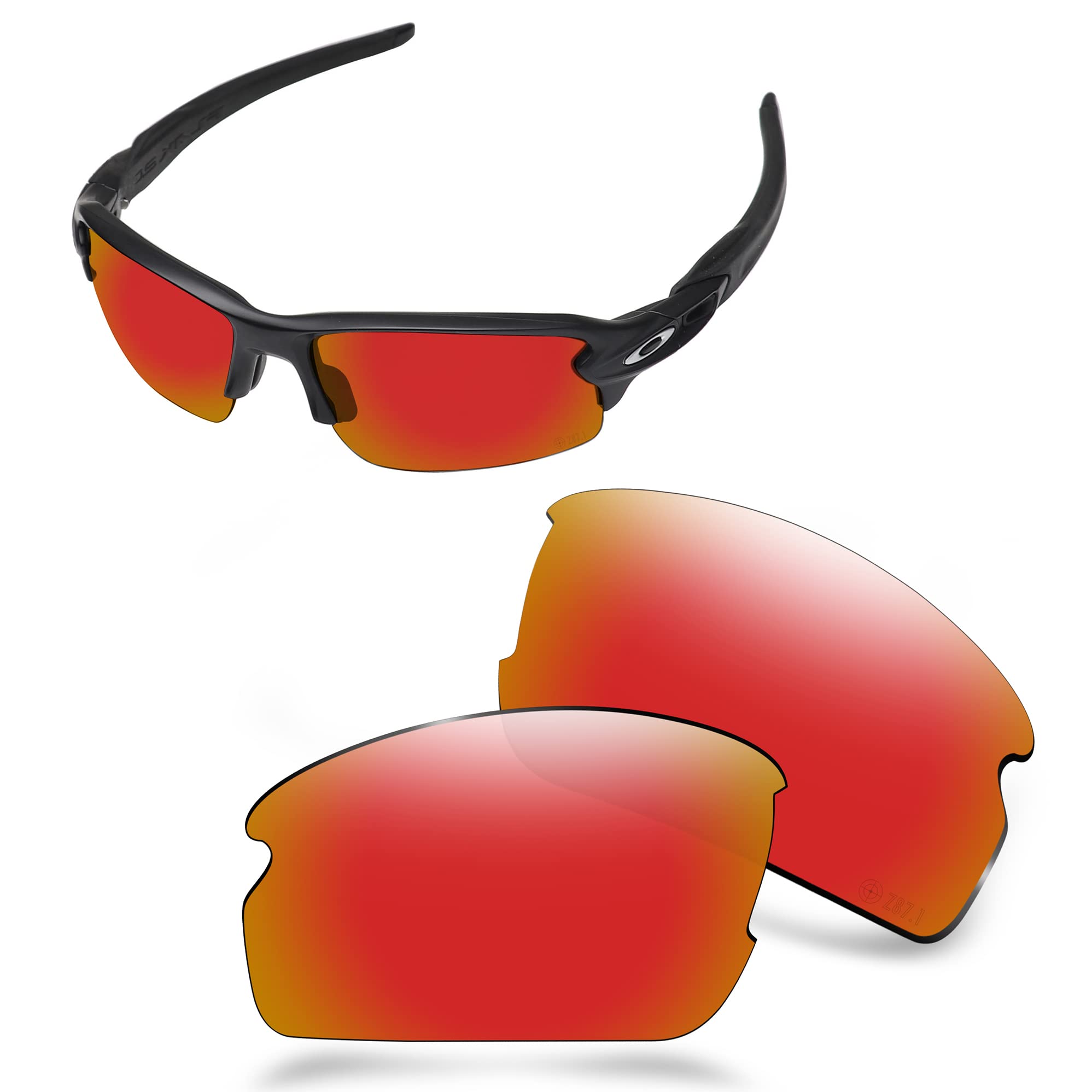 Aozan Men's Electric Crimson Ansi Z87.1 Polarized Replacet Lenses For Oakley Flak 2.0 Sunglasses