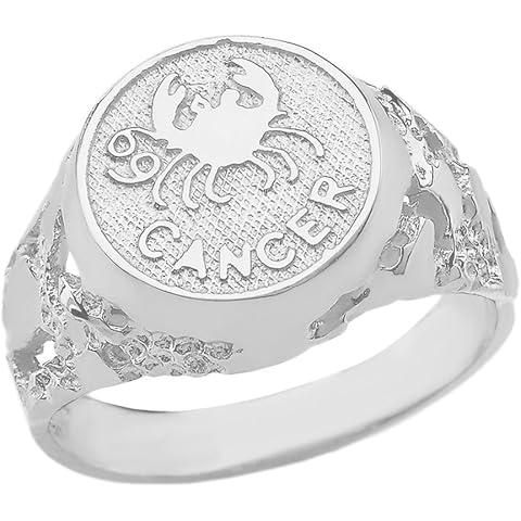 Astrology Jewelry Solid 925 Sterling Silver Zodiac Sign Band Nugget Men's Ring