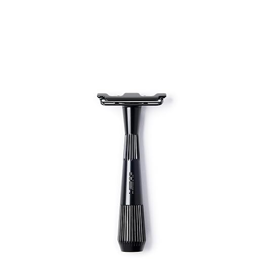 Leaf Shave | Thorn Razor, Black - All-Metal, Eco-Friendly Shaver for Men & Women; Includes 5 Stainless Steel Single-Edge Blades; Recommended for Face Shaving Coarser Hair