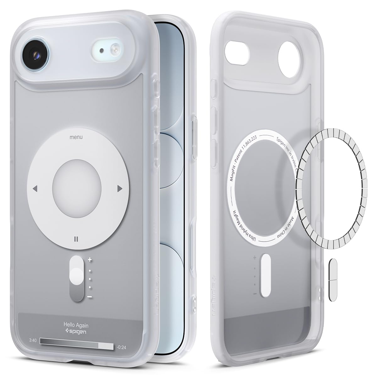 Spigen iPhone Air ile Uyumlu ince MagSafe Kılıf Ultra Hybrid Sararma Karşıtı DuraClear™ Hava Kanalı Teknolojisi™ Askeri Sınıf Koruma MagFit Classic Silver Tasarım Kapak - ACS10060