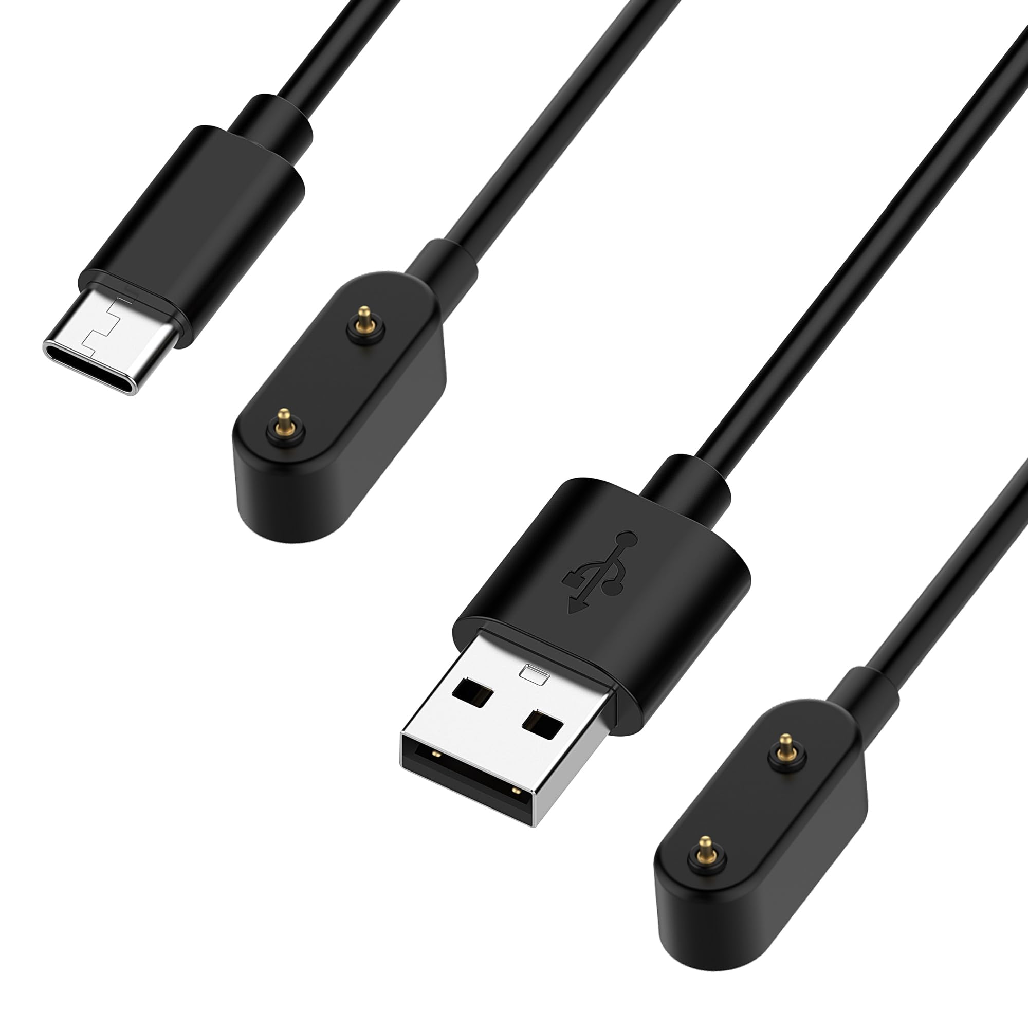 Ermorgen 1 m USB-A-Kabel + 1 m USB-C-Kabel kompatibel mit Huawei Watch Fit 3/2/1/Fit Mini/New, Huawei Band 11/11 pro/10/9/8/7/6/6 Pro/Honor Band 9/7/6 Ladekabel, Verschleißfest Ladegerät - Schwarz