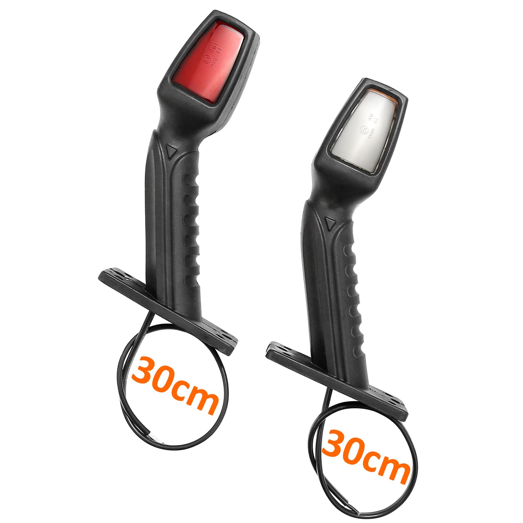 Lot de 2 Feux de Gabarit LED Caoutchouc Feu de Gabarit Latéral Feux d'encombrement LED Feu de Position Voiture Camion Caravane Lumière Blanc Rouge Orange ECE Etanche