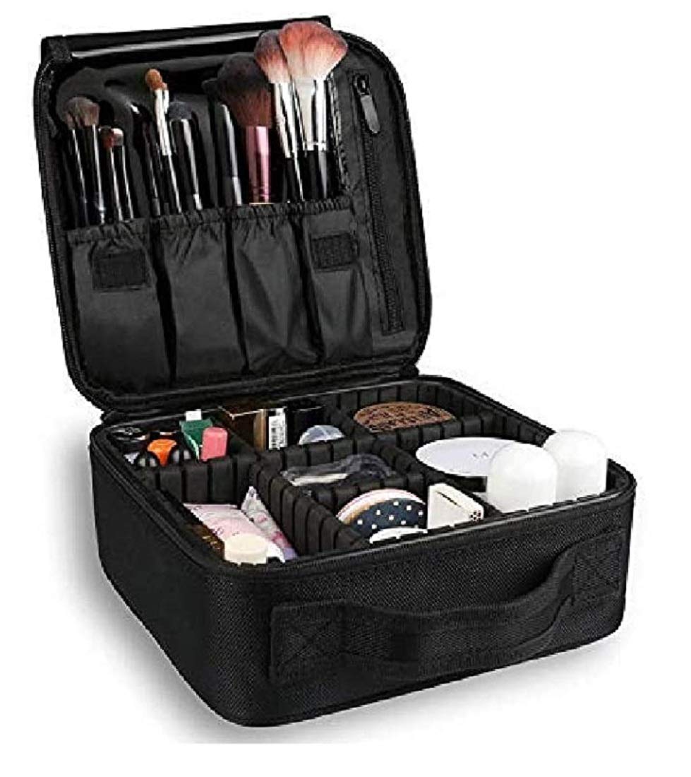 Professional Travel Makeup Cosmetic Case Organizer Artist Storage Bag with Adjustable Dividers for Cosmetics Makeup Brushes Toiletry Vanity Bag Jewelry Digital Black (Size 26 x 23 x 9 cm).-image-32