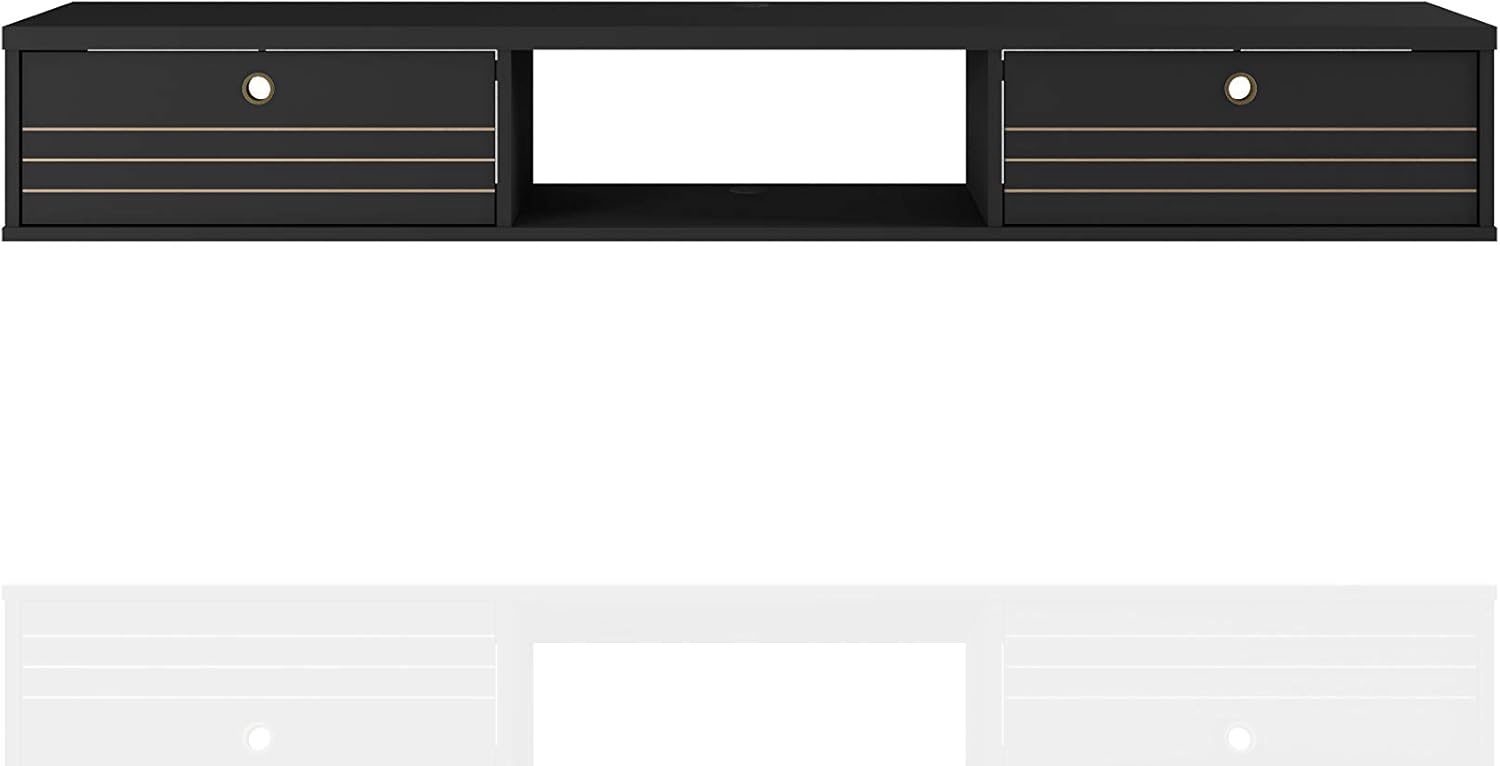 Manhattan Comfort Liberty Modern Home Office Three Shelves Wall Mounted Desk, 62.99", Black