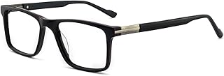 Men Fashion Rectangle Stylish Eyewear Frame with Clear Lens Glasses OCCI CHIARI Eyewear (Black+Red)