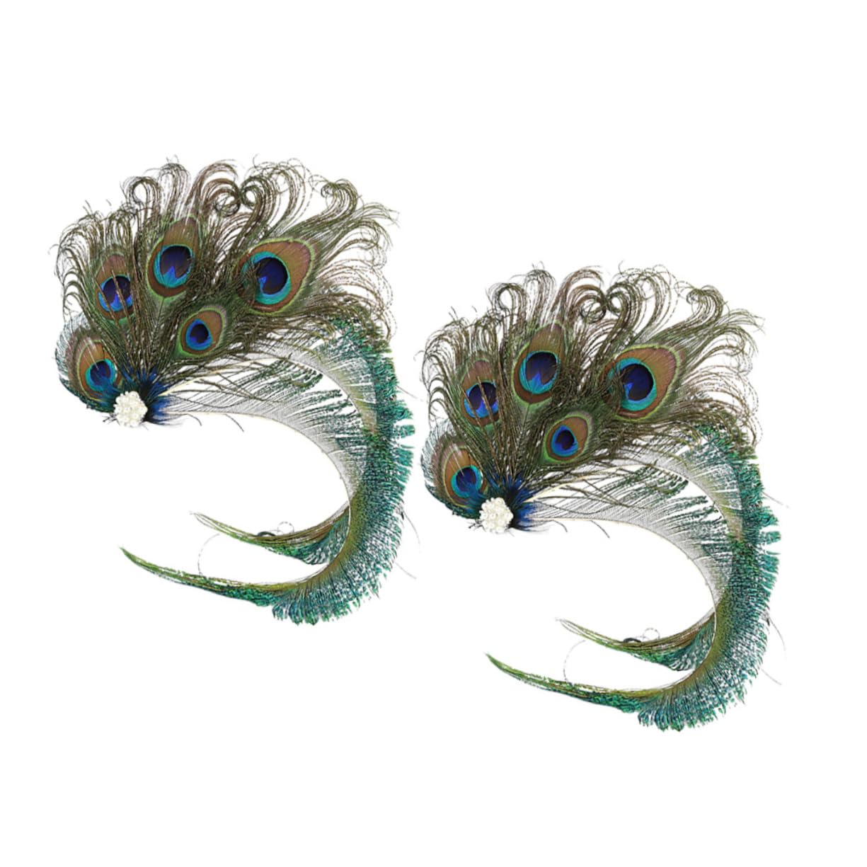 2 Stück Haarschmuck für Braut mit Künstlicher Pfauenfeder und Strass Elegante Haarspangen mit Gutem Halt und Einfachem Clip für Hochzeit